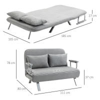 Cecodadi sofá Cama Doble características y camisas, sofá ajustable, máx 150 kg, gris Claro - details 6
