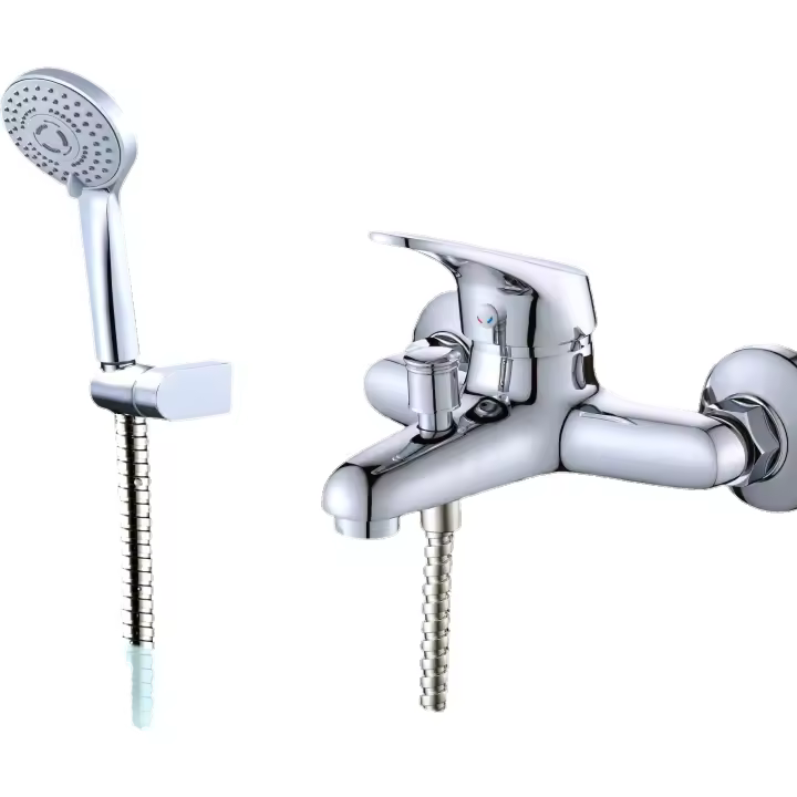 Grifo de Ducha con Alcachofa de Mano 3 Modos, Mezclador Monomando Cromado, Soporte de Pared y Manguera de Ducha Extensible 1,5-1.7m - 1