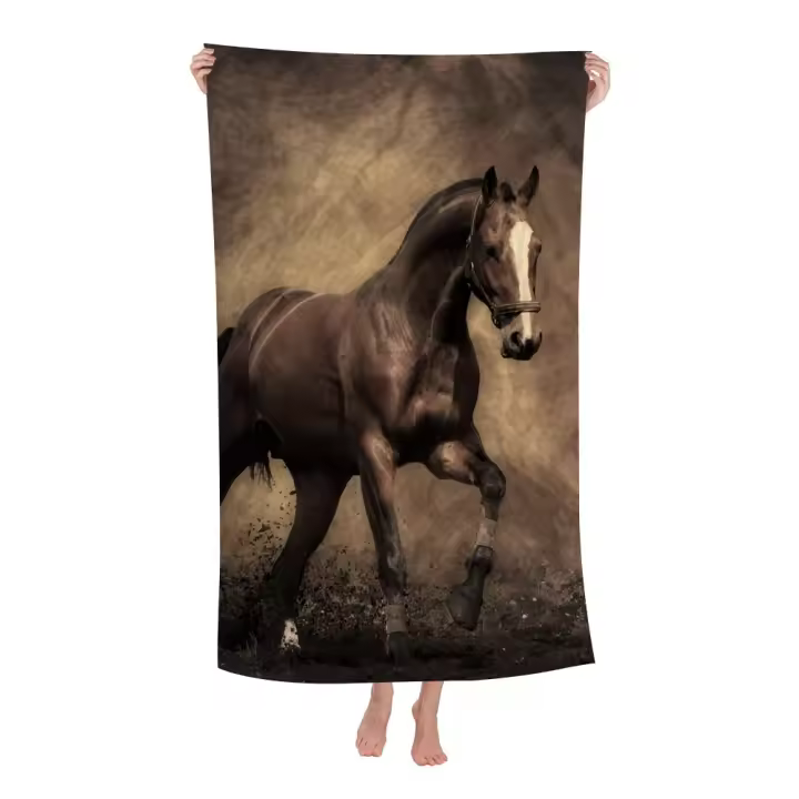 Toalla De Playa De Microfibra Hermosa Con Caballo Absorbente Secado Rápido Suave Para Yoga Natación Camping Viajes Senderismo - 1