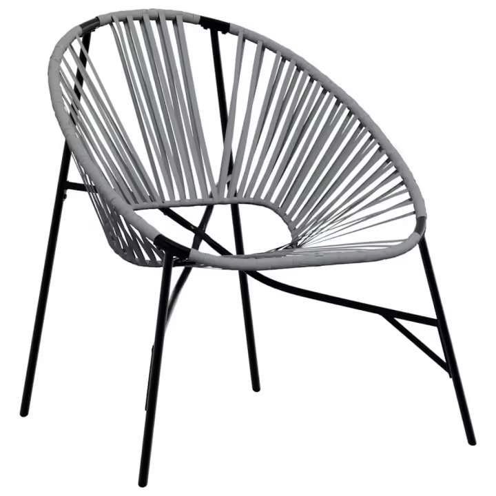 Silla de Jardín con forma de huevo de trinquete sintético Negro y Gris - 1