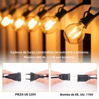 Luces De Cadena LED G40 Para Decoración Exterior Bombilla De Vidrio Amarillo 1.5W Dimmable Para Patio Fiesta Calle Jardín IP44 Impermeable - details 4