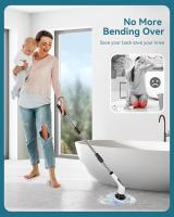 Cepillo De Limpieza Eléctrico: Limpieza Giratorio Eléctrico with 7 Cabezales De Cepillo De Repués-Fregadora Hogar - Baño Brush 2 Velocidades Ajustables Mango Extensión Ajustable Blanco - details 1