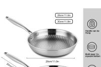 Sartén De Acero Inoxidable 304 Para Freír Carne Eco-amigable Sin Revestimiento Apto Para Fogón Y Cocina Inducción 28/30cm - details 0