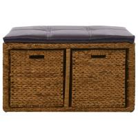 vidaXL Banco con 2 cestas hierba marina 71x40x42 cm marrón - details 2
