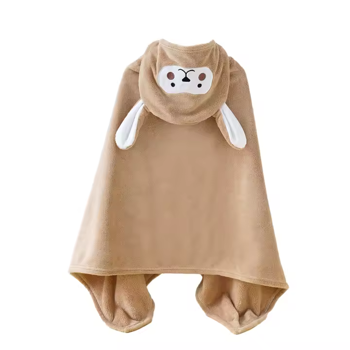 DAM. Toalla infantil diseño conejito. Multiusos: toalla de baño, poncho de playa o natación, manta. 150x1x65cm. - 1