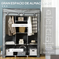 HOMCOM Armario de Tela Plegable Armario Portátil con 8 Estantes de Almacenaje y 2 Barras para Colgar Organizador de Ropa para Dormitorio Vestidor 125x43x162,5 cm - details 3