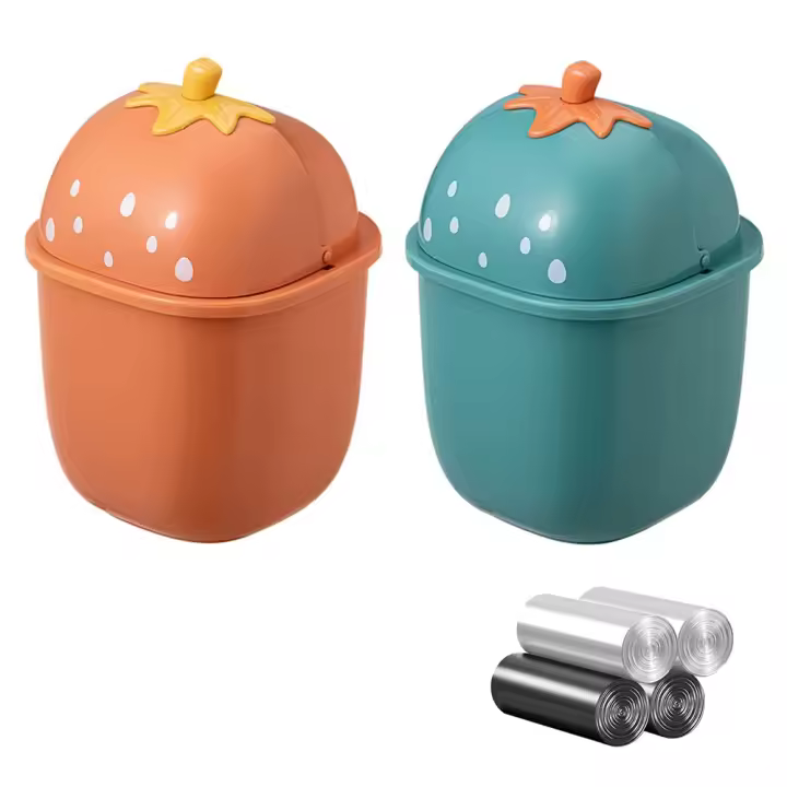 Mini contenedor de 2 piezas, lindas botas de escritorio de fresado, contenedor de oficina con tapa (sin bolsas de basura) - 1