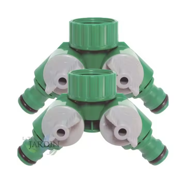 Suinga Pack 2 Conectores Rápidos Manguera 2 Vías Grifo Doble Riego por Goteo - 1