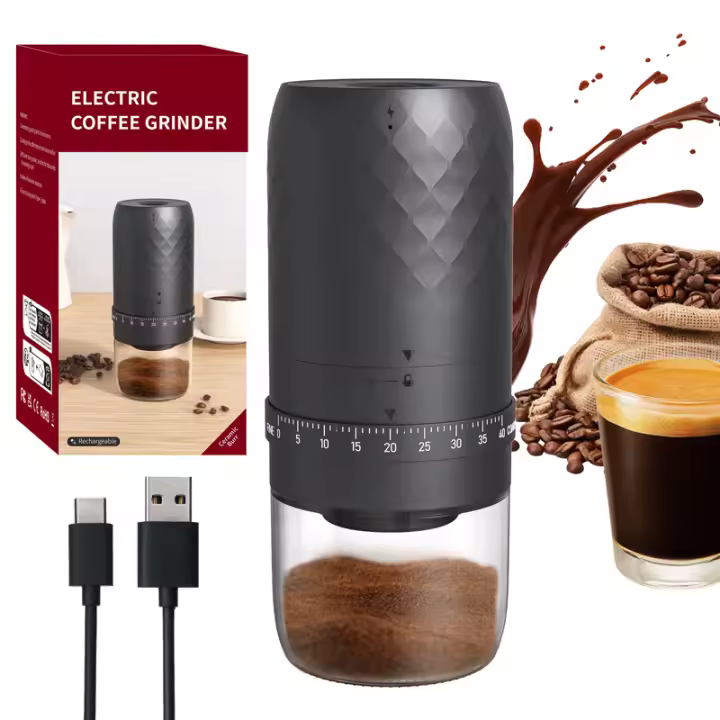 Molino de Café Kolitong para Hand Drip y Expreso | Modos Profesionales Duales · 30 Grados Ajustables · Cuchillas Silenciosas de Inoxidable | Eléctrico, Recargable USB y Portátil para Hogar y Viaje KMDJ-3AW - 1
