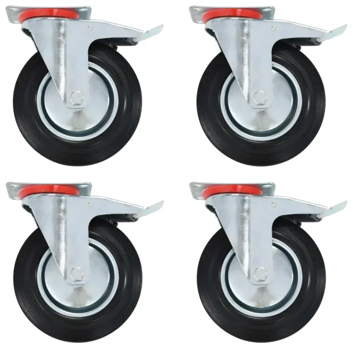 vidaXL Ruedas giratorias con frenos dobles 4 unidades 200 mm - 1