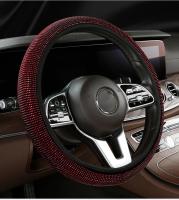 Cubierta De Volante Elástica Decorativa Con Diamantes Para Coche Accesorios De Decoración De Automóvil Material De Flanelleta Tamaño 38cm - details 7