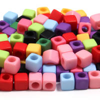 100Pcs Cuentas De Acrílico Cuadradas Con Agujero Grande Para Joyería Hecha a Mano DIY Pulseras Y Aretes Suministros De Colores Sólidos - details 5