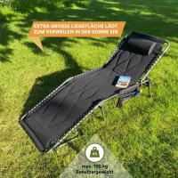 Tumbona de Camping Plegable, Acolchada, reposacabezas, Ajustable en 5 Posiciones, Bolsillo Lateral, hasta 150 kg, Estructura de Acero - details 0