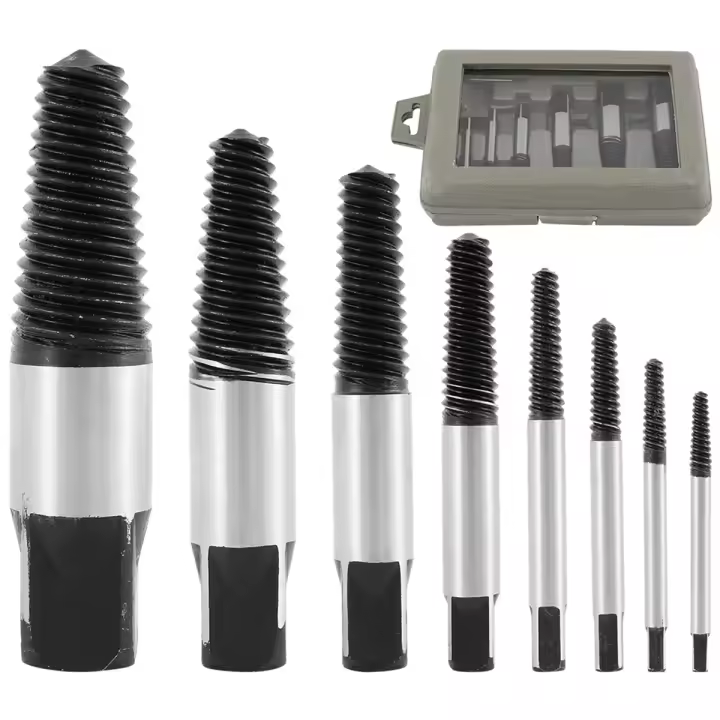 Kit De Extracción De Tornillos Rotos 8PCS Herramienta Para Eliminar Tornillos Dañados Y Tubos De Agua Herramienta De Remoción Espiral Izquierda Ideal Para Carpintería Y Reparaciones Domésticas - 1