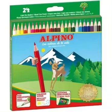 Estuche de 24 Lápices de Colores Alpino – Colores Vivos y Brillantes – Mina Resistente de 3 mm – Forma Hexagonal - 1