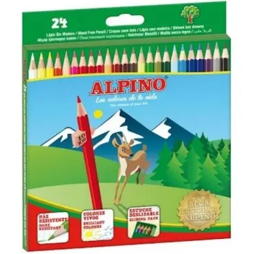 Estuche de 24 Lápices de Colores Alpino – Colores Vivos y Brillantes – Mina Resistente de 3 mm – Forma Hexagonal - 1