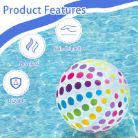 1pc 15.35Inch Colorful Striped Transparent Ball Inflatable Beach Ball, Suitable For Beach Pool Party Games - details 6
