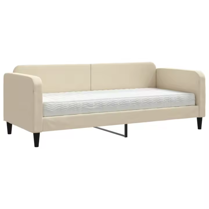 vidaXL Sofá cama con colchón tela crema 80x200 cm - 1