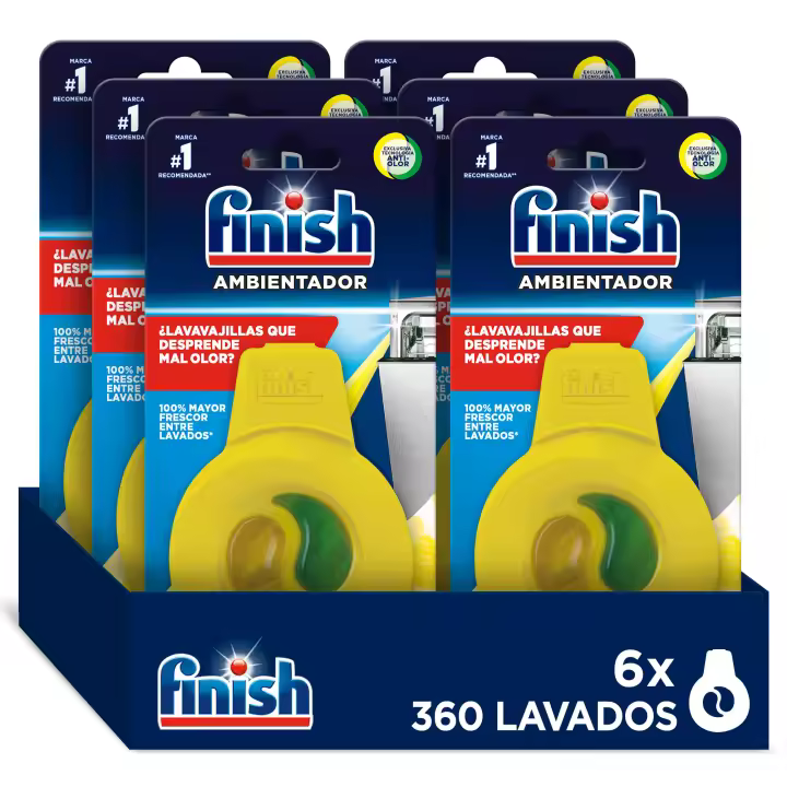 Finish 6x Ambientador Lavavajillas Limón, Evita Mal Olor, Aroma Fresco Lima Limon, Frescor - 1