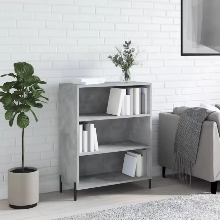 vidaXL Estantería madera de ingeniería gris hormigón 69,5x32,5x90 cm - 1