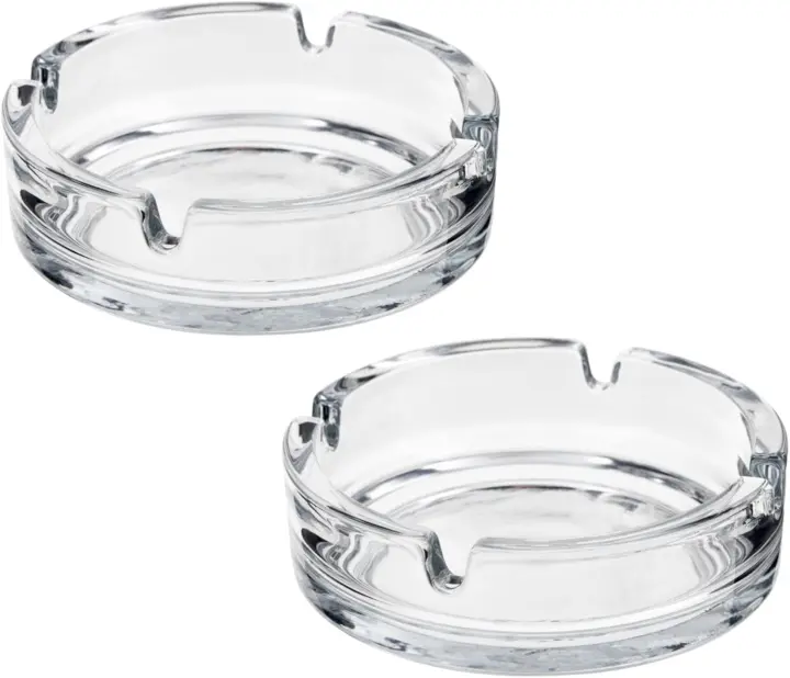 Juego de 2 ceniceros redondos de cristal para interior y exterior | 2 ceniceros de 10,5 cm para interior | Ceniceros para exterior, hogar, jardín, bar o pub - 1
