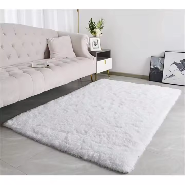 Alfombras Shaggy para sala de estar adecuadas para la decoración del dormitorio de los niños (blanco, 40x60cm) - 1