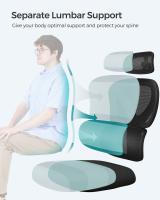 Silla de oficina ergonómica de malla, soporte lumbar, reposacabezas ajustable, respaldo transpirable, carga 120 kg - details 5