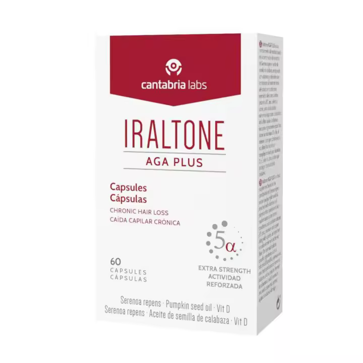 Iraltone Aga Plus 60 Cápsulas para la Caída del Cabello con Componente Hormonal, Fortalece y Recupera la Densidad Capilar - 1