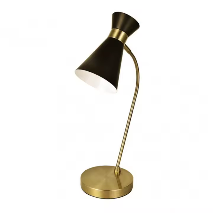 Lámpara de Mesa FABRILAMP Sobremesa Petra 1xe14 Negro/Cuero 48x24x15 Cm Orientable - Diseño Moderno - 1