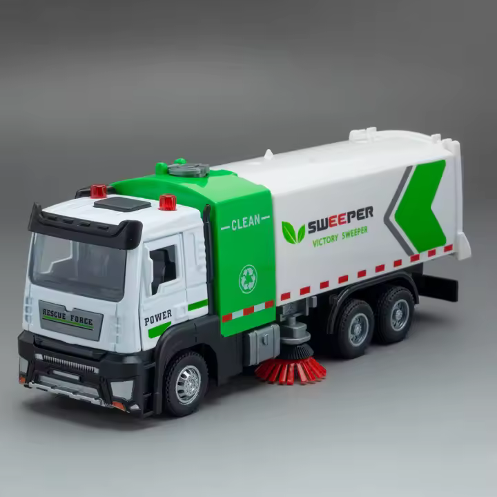 Coche De Recolección De Basura De Aleación De Metal 1/32 Con Sonido Y Luz Vehículo De Simulación Alta Para Colección Regalo Para Niños - 1