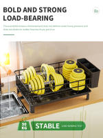 Dish Automatic Drying rack tableware storage countertop space-saving Black White - details 3