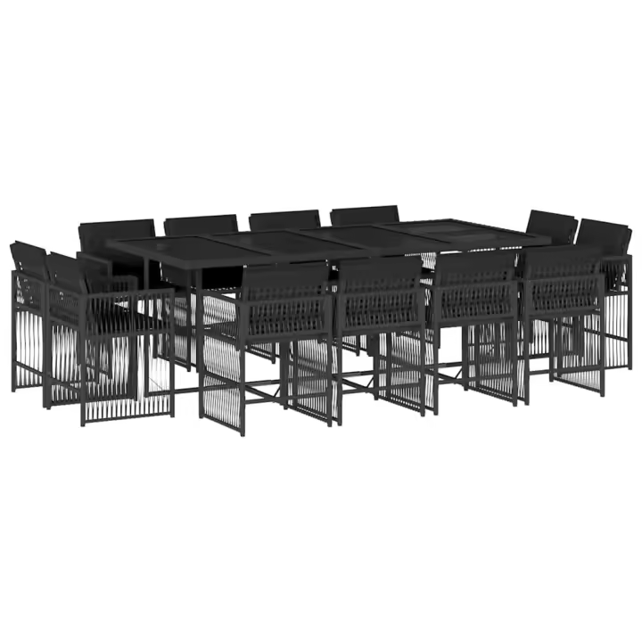 vidaXL Set comedor de jardín con cojines 13 pzas ratán sintético negro - 1