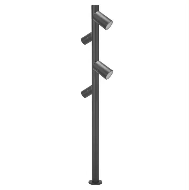 FORLIGHT Pixa - Farola de Jardín de 2m Altura 4 Focos Orientables GU10 Protección IP44 para Exterior. Color Negro - 1
