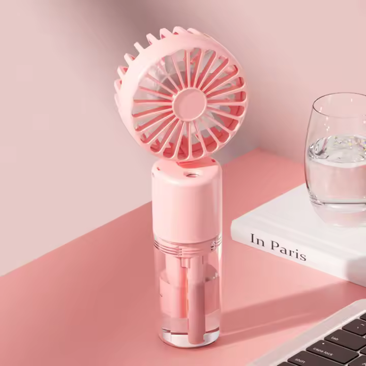 Mini Ventilador de mano con agua, Ventilador Portátil nebulizador,  Batería de Litio Recargable Ventilador Pequeño, humidificación - 1
