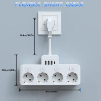 Enchufe Multicontacto EU Con 4 Salidas AC Y 3 USB Tipo C Protector Antisalpicaduras Multi Enchufe Para Oficina Hogar Viaje Color Blanco Negro - details 5