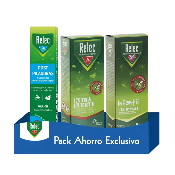 Relec pack especial: Spray Antimosquitos Extra Fuerte 75 ml + Roll On Post Picaduras Mosquitos 15 ml + Spray Antimosquitos Niños - Apto Para Bebés a Partir de 6 Meses - 100 ml - 1