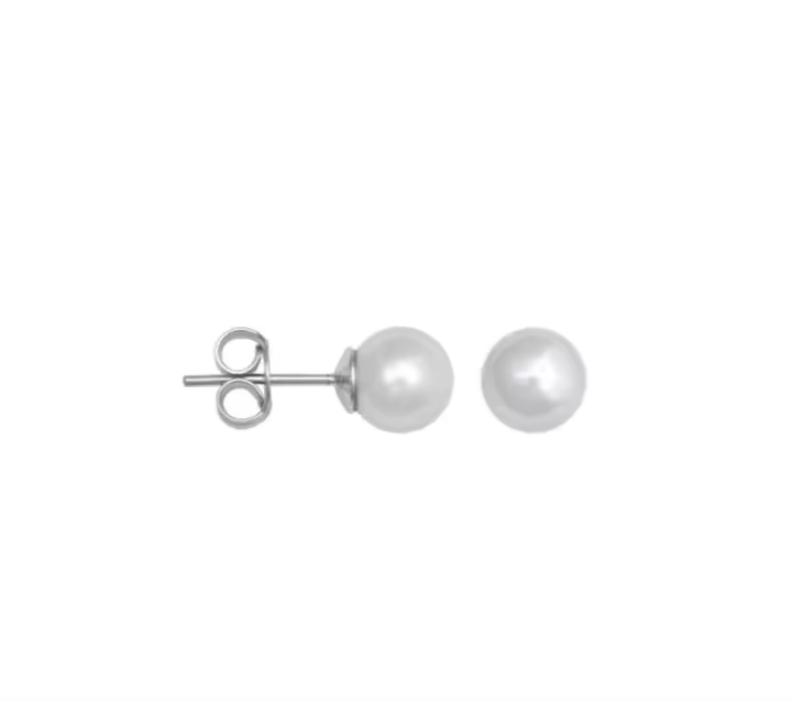 Pendientes de Perlas Blancas, 6 mm, Plata, Ref: CHP162PENP1.6 - 1