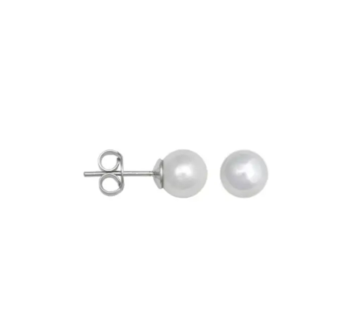 Pendientes de Perlas Blancas, 6 mm, Plata, Ref: CHP162PENP1.6 - 1