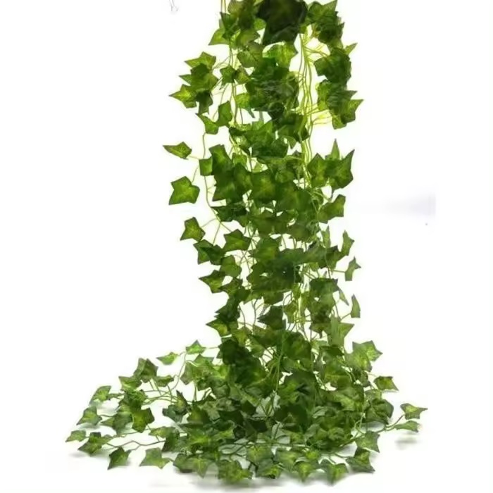 Guirnalda de hojas de hiedra artificial verde decorativa de 12 piezas de 2,4 m - 1