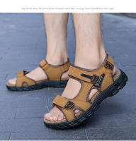 Sandalias De Cuero Genuino Para Hombre Verano Zapatillas De Playa Y Senderismo Antideslizantes Y Resistentes Al Desgaste Suaves De Goma Para Exterior - details 12