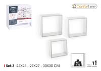 STARLEY - SET3 Estantes Cubo de Pared , Blanco rganizadores de Almacenamiento de Cubos 24/27/30 - details 3