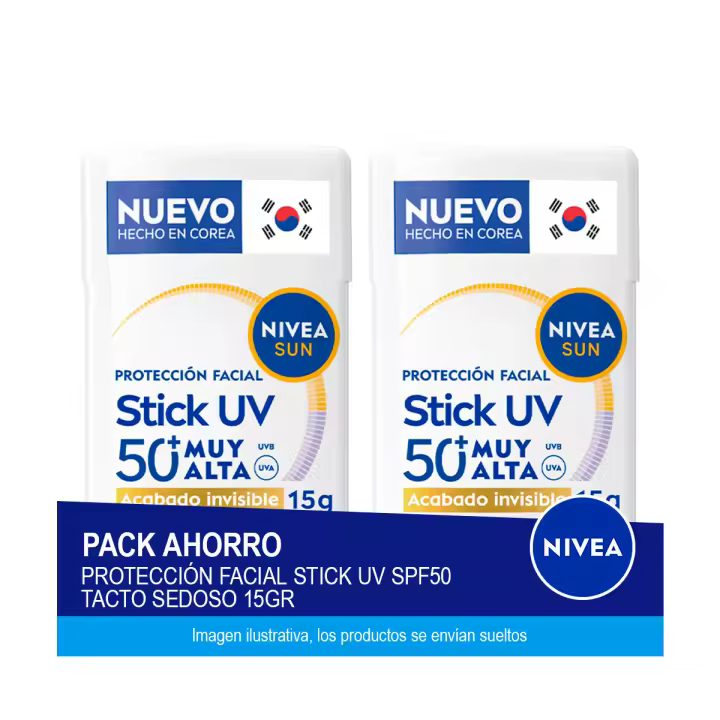 NIVEA SUN Pack Ahorro Protector Solar Facial En Stick 15g x 2 Unidades - Alta Protección SPF50 Tacto Sedoso - 1