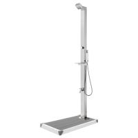 vidaXL Ducha de Jardín con Base 225 cm Acero Inoxidable Soporte Playa Color Gris,  Marrón, y mas - details 0