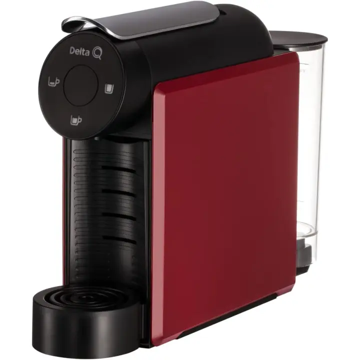 Delta Q Mini Qool - Cafetera Máquina de Café para Cápsulas Delta Q, 3 Botones Touch (Café Corto, Bebidas Largas y Té o Infusión), Rápida, Atractiva y Fácil de Utilizar, Panel Táctil Silenciosa, Depósito para 7 Capsulas Usadas, Depósito Extraíble de Agua - 1