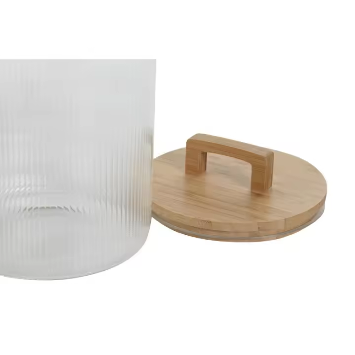 Home ESPRIT - Bote Home ESPRIT Transparente Bambú Cristal 4 L - 1