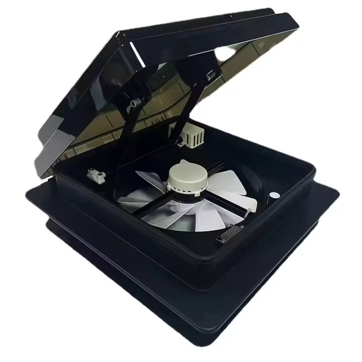 Ostark Ventilador de ventilación de Autocaravana, ECE R10 Claraboya Caravana, Ventilador de techo con luz para autocaravana de 12V con sensor de lluvia, Protección contra la lluvia para caravana - 1