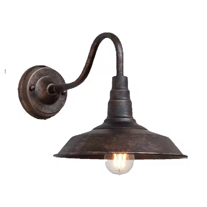 Aplique de pared antiguo Domo Aplique de pared para exteriores Aplique de pared industrial retro Impermeable Bronce rústico Negro Granero alrededor de sombra Almacén Loft Balcón Área del piso al aire libre - 1
