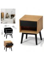BLOOM STORE-Mesitas de Noche Mesillas de Noche con Cajón y Patas de Madera para Dormitorio Salón Cama Oficina Estilo Moderno - details 2