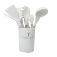 Set De Utensilios De Cocina De Silicona 12 Piezas Con Manos De Madera No Adherentes Juego De Cocina Ecológico Con Cesta De Almacenamiento - details 6