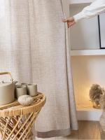 Nuevas Cortinas De Voile Beige De Lino De Calidad Coreanas Estilo Japonés Para Sala De Estar Y Dormitorio Translúcidas De Seda Suave - details 5